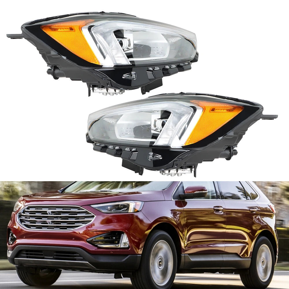Set of 2 Full LED Headlights for Ford Edge (2019–2021) Black Housing