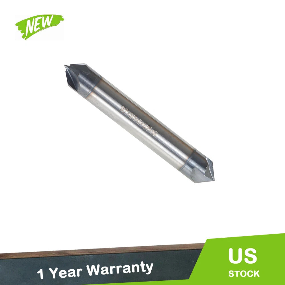 3/8" 4 Flute Carbide Chamfer Mill for Universal Use (Double End, Tialn Coated)