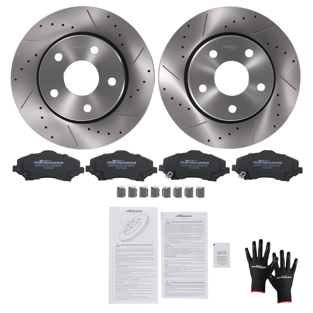 Front Brake Rotors & Pads Kit for Jeep Wrangler JK (2007–2018)