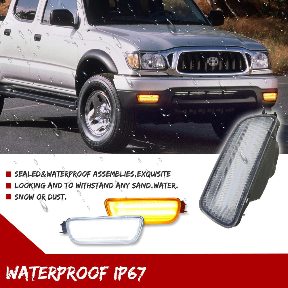 Clear Switchback White Amber LED Turn Signal Lights for Toyota Tacoma (2001–2004)