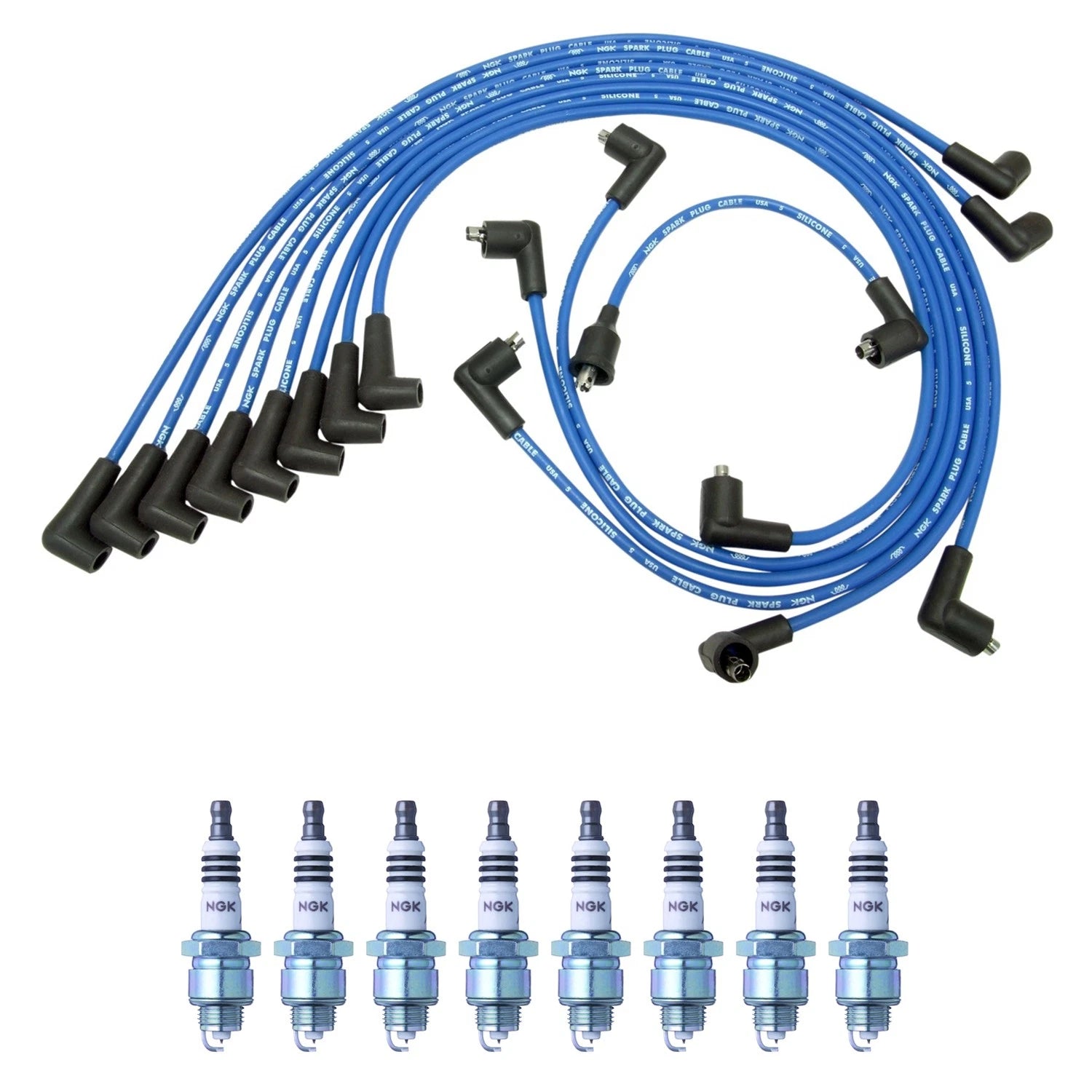 NGK 7mm Wire Set & 8 Iridium Spark Plugs for Chevy Camaro/Chevelle/Nova (1967–1972)