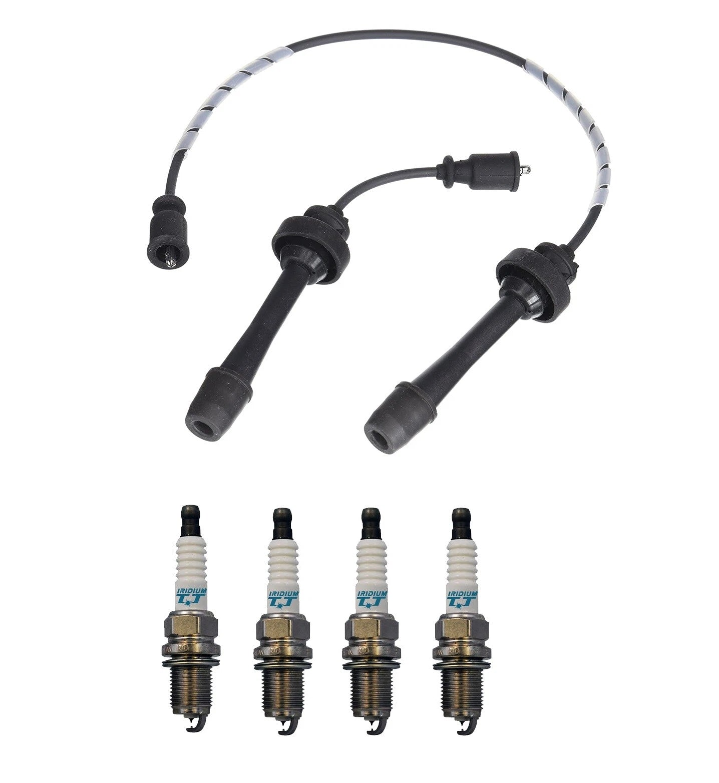 Denso Wire Set & 4 Iridium TT Spark Plugs for Mazda Protege (1999–2003)