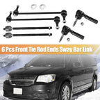 6 x Front Inner Outer Tie Rod Ends & Sway Bar Links for Chrysler Voyager (01-03)