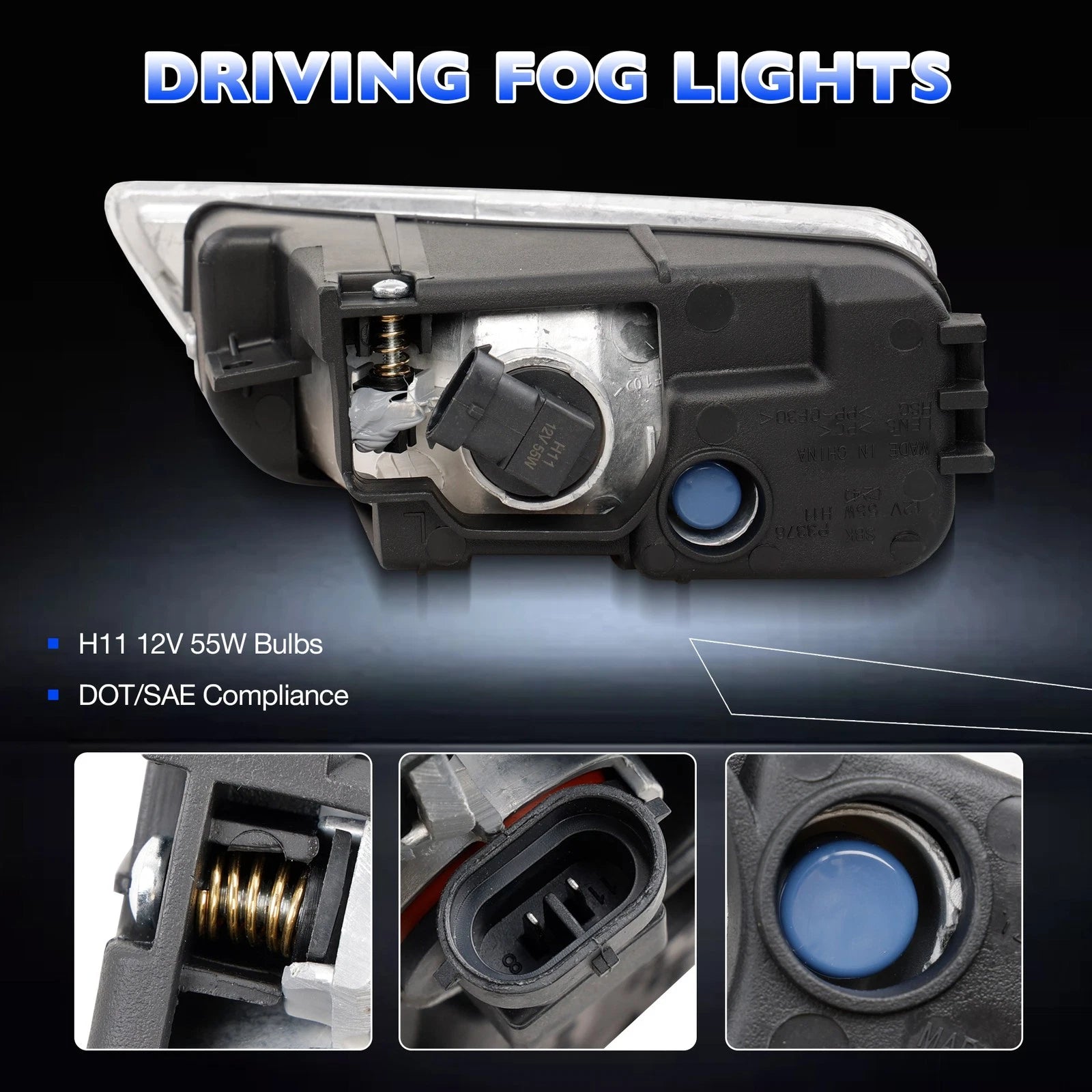 Fog Light Assembly for Honda Accord (2003-2007) with Bulbs & Harness Kit