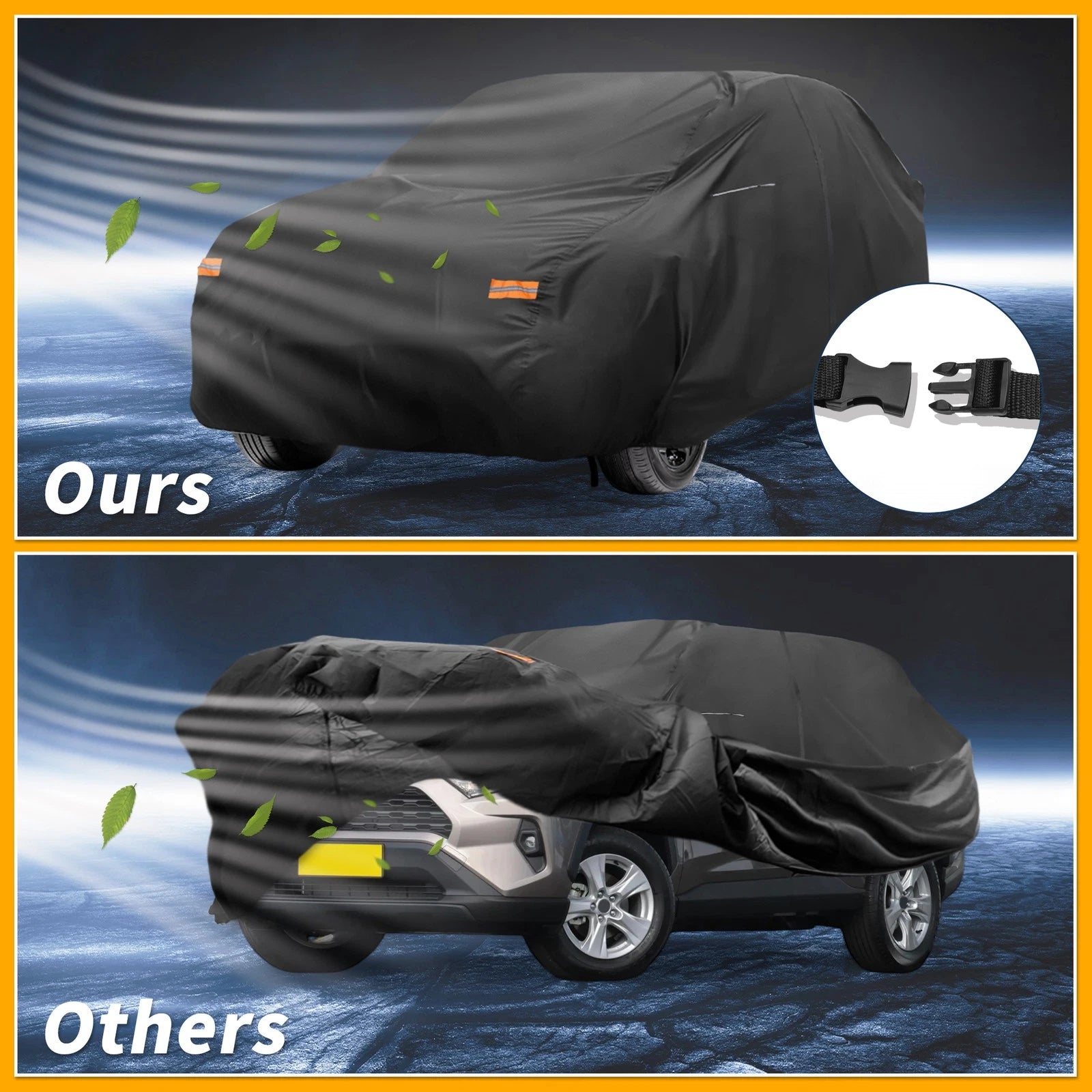 Waterproof Car Cover for Toyota RAV4 (210D-PU, Black, All Weather)