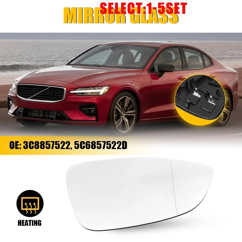 Right Passenger Side Heated Mirror Glass for Volkswagen Eos (2009–2016) 1-5X
