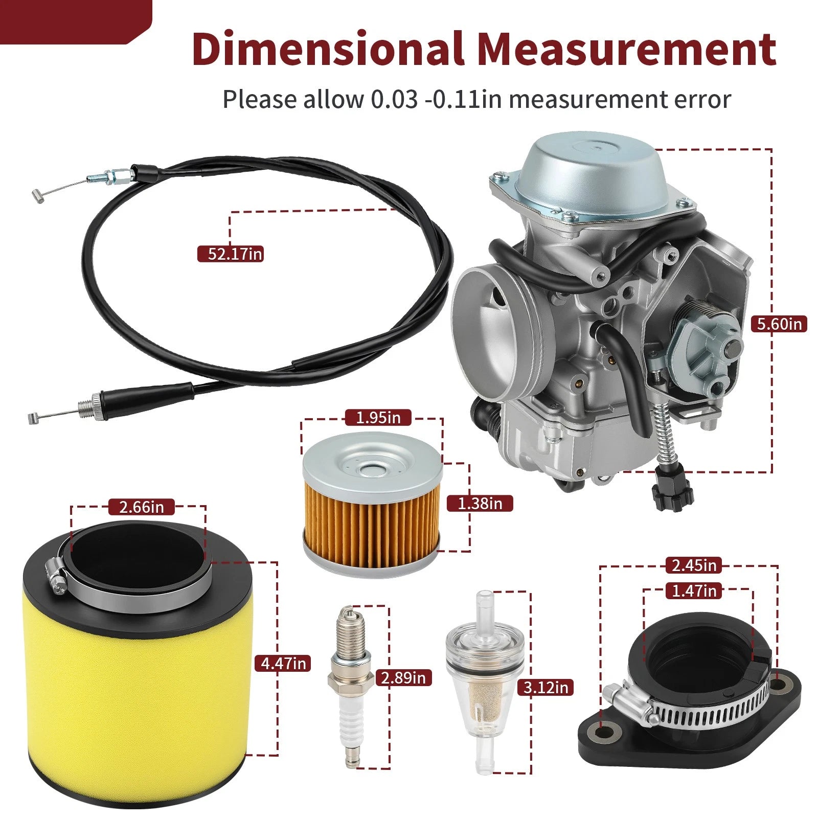 Carburetor, Intake Manifold, Throttle Cable, Air Filter for Honda Fourtrax 300 (1988–2000)