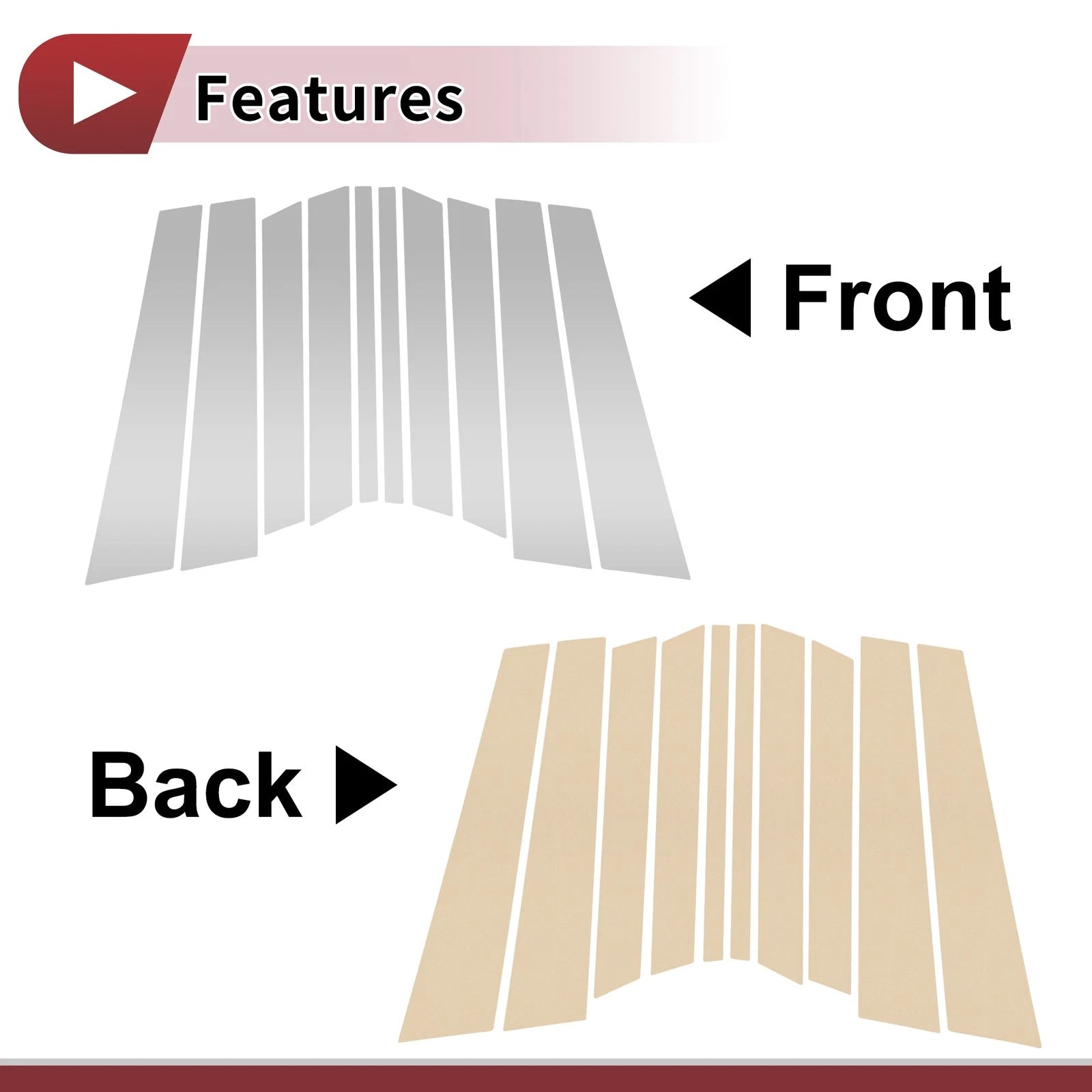 Set of 10 Door Pillar Window Trim for Mercedes-Benz R-Class  Chrome