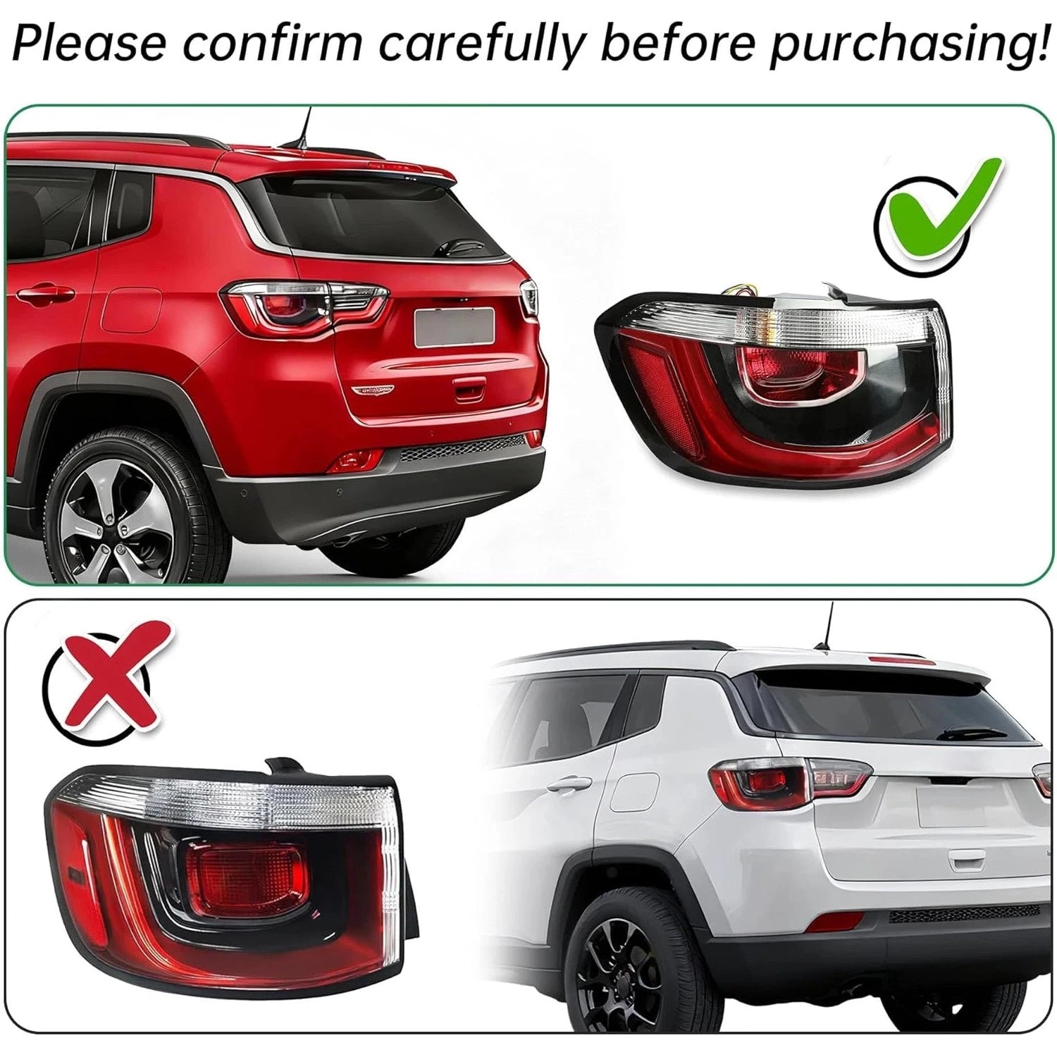 Left Rear Tail Light Brake Lamp for Jeep Compass (2017–2020)