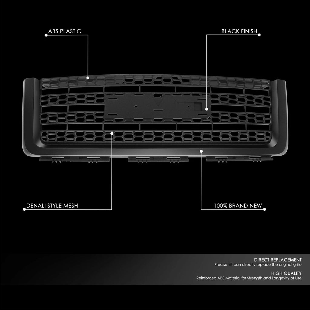 Matte Black Front Grille for GMC Sierra 1500 (2007–2013)