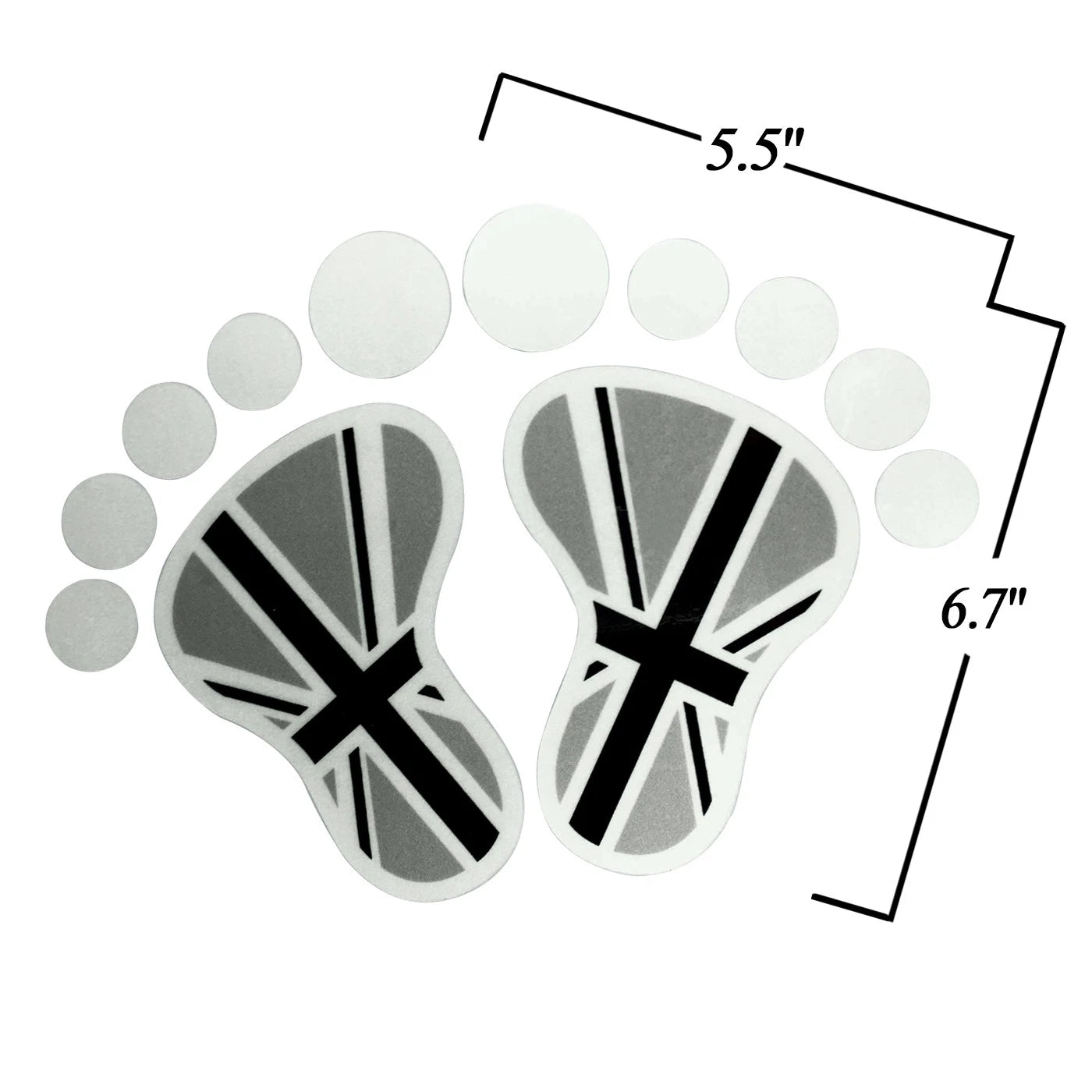 2 Pack Vinyl Union Jack Footprint Stickers for Car (Long-Lasting)