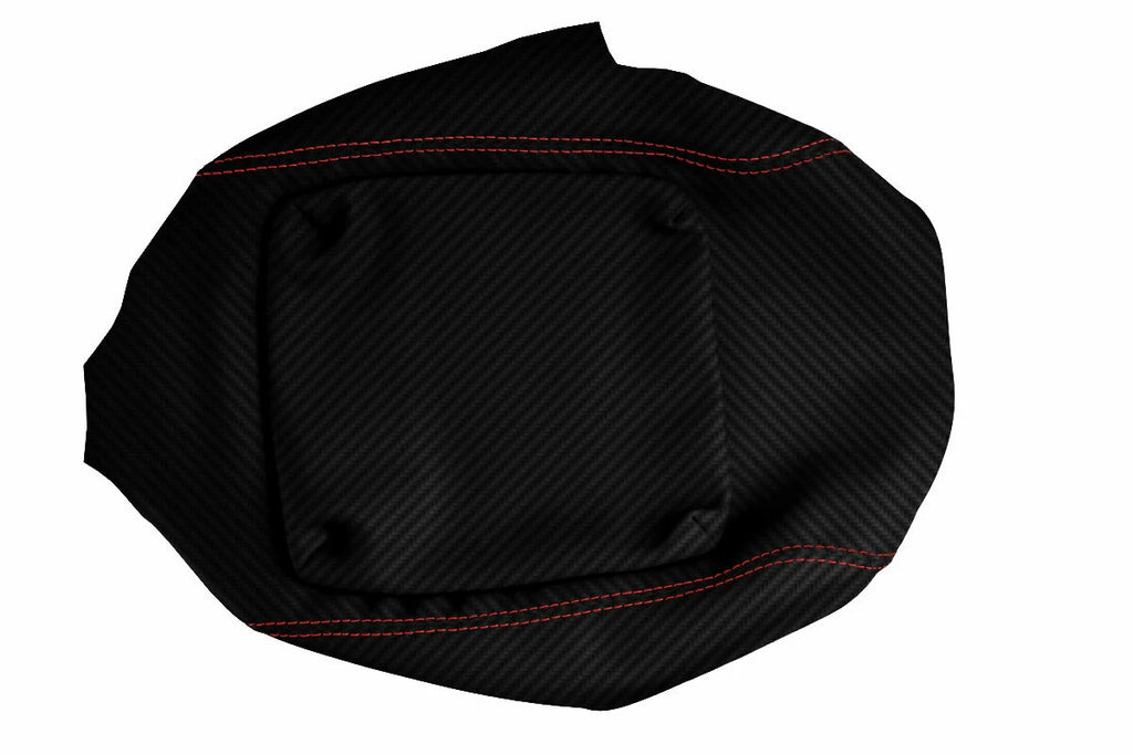 Carbon Fiber Console Lid Armrest Cover for Hummer H2 (2003–2007) Red Stitch