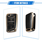 3X Remote Key Fob Case Cover for Volkswagen Golf 7 (2013–2020) TPU Black