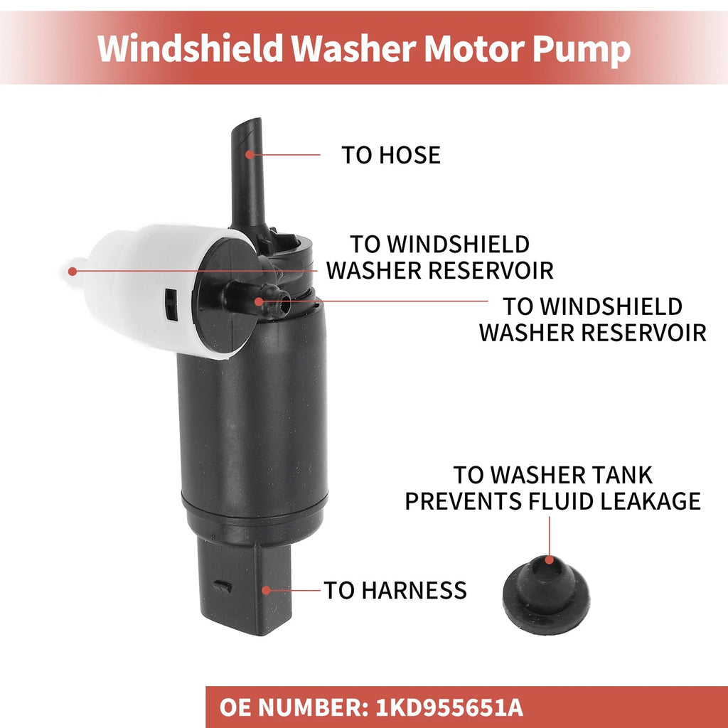 Windshield Washer Pump w/Grommet for Audi A3 (2006–2013) No. 1KD955651A