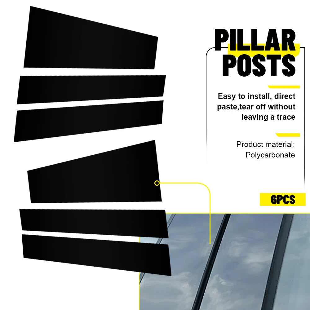 Gloss Black Pillar Posts Door Window Trim for Toyota Sienna (2021–2024)
