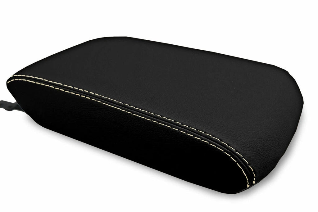 Leather Console Lid Armrest Cover for Toyota 4Runner (2010–2019) Beige Stitch