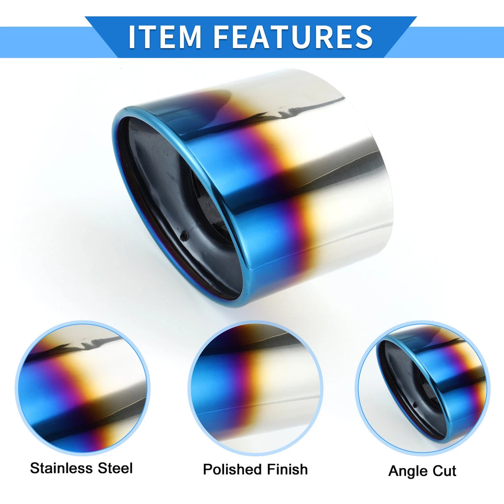1 Pc Slant Cut Exhaust Tip 4.7" Inlet for Honda Accord (2008–2012) Burnt Blue