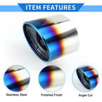 1 Pc Slant Cut Exhaust Tip 4.7" Inlet for Honda Accord (2008–2012) Burnt Blue