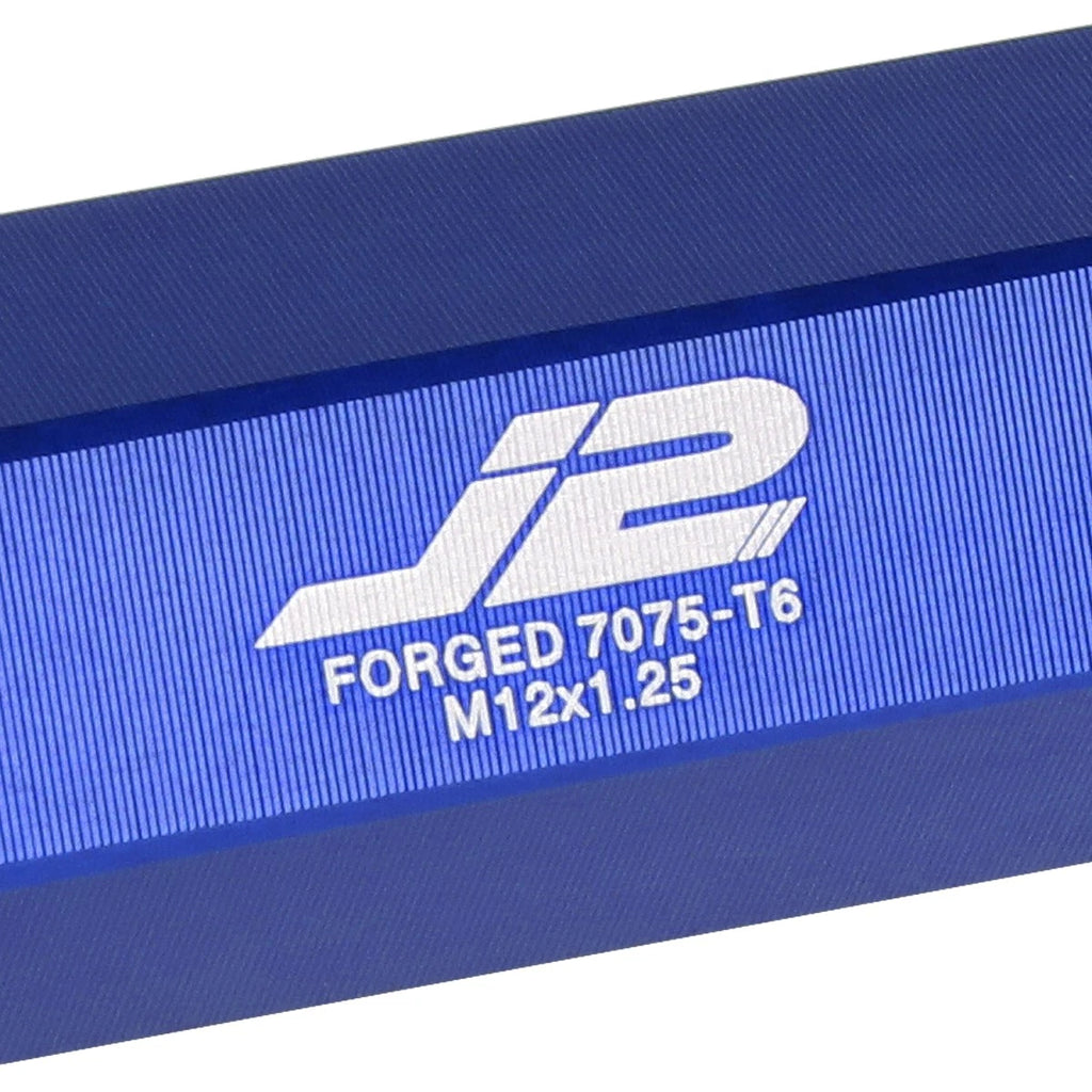 Set of 20 J2 7075 Forged Aluminum M12x1.25 Open-End Lug Nuts w/Adapter Blue