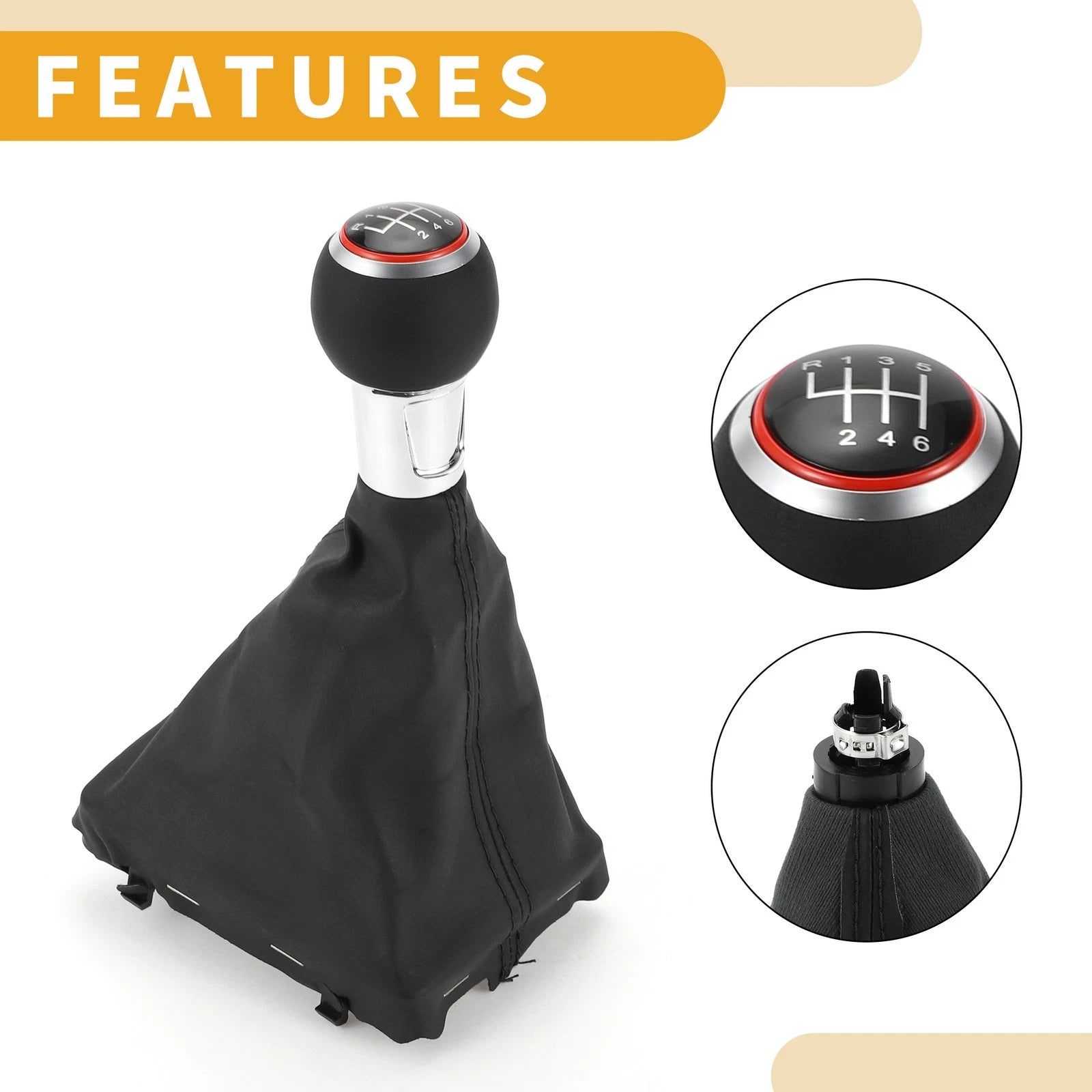 6 Speed Manual Shift Knob with Boot Cover for Audi A3 (2008–2013)