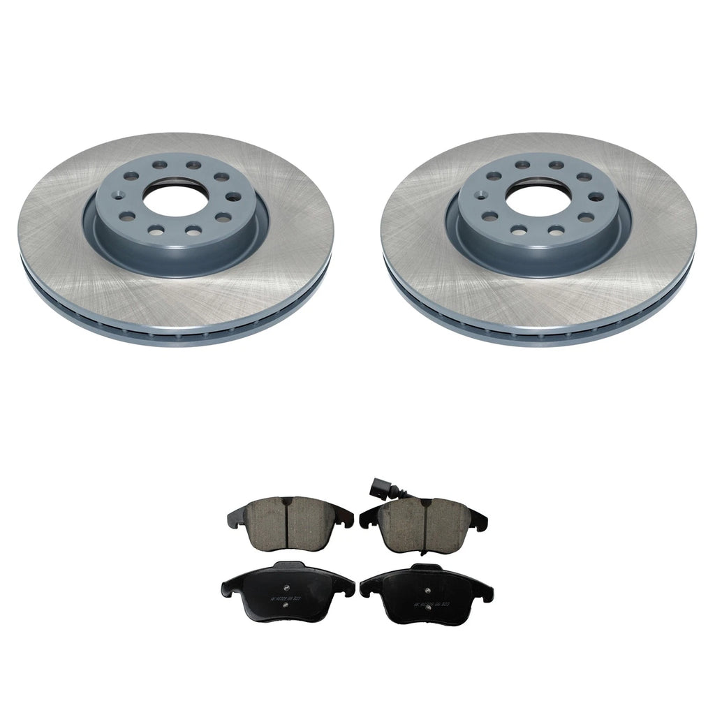 DuraGo Front Rotors & Akebono EURO Ceramic Brake Pads Kit for Passat, Tiguan