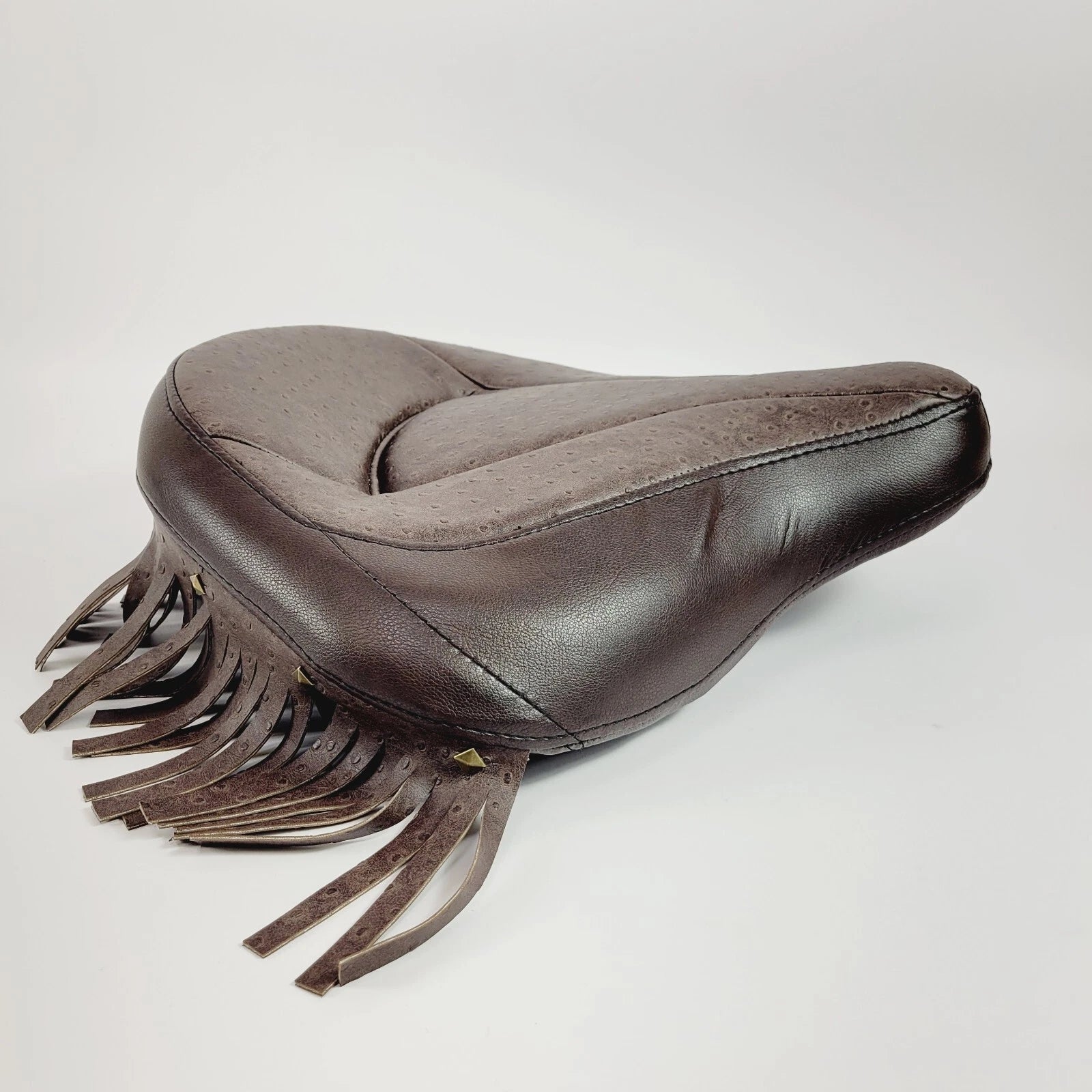 Custom Brown Studded Ostrich Police Solo Seat for Harley-Davidson (1997–2008)