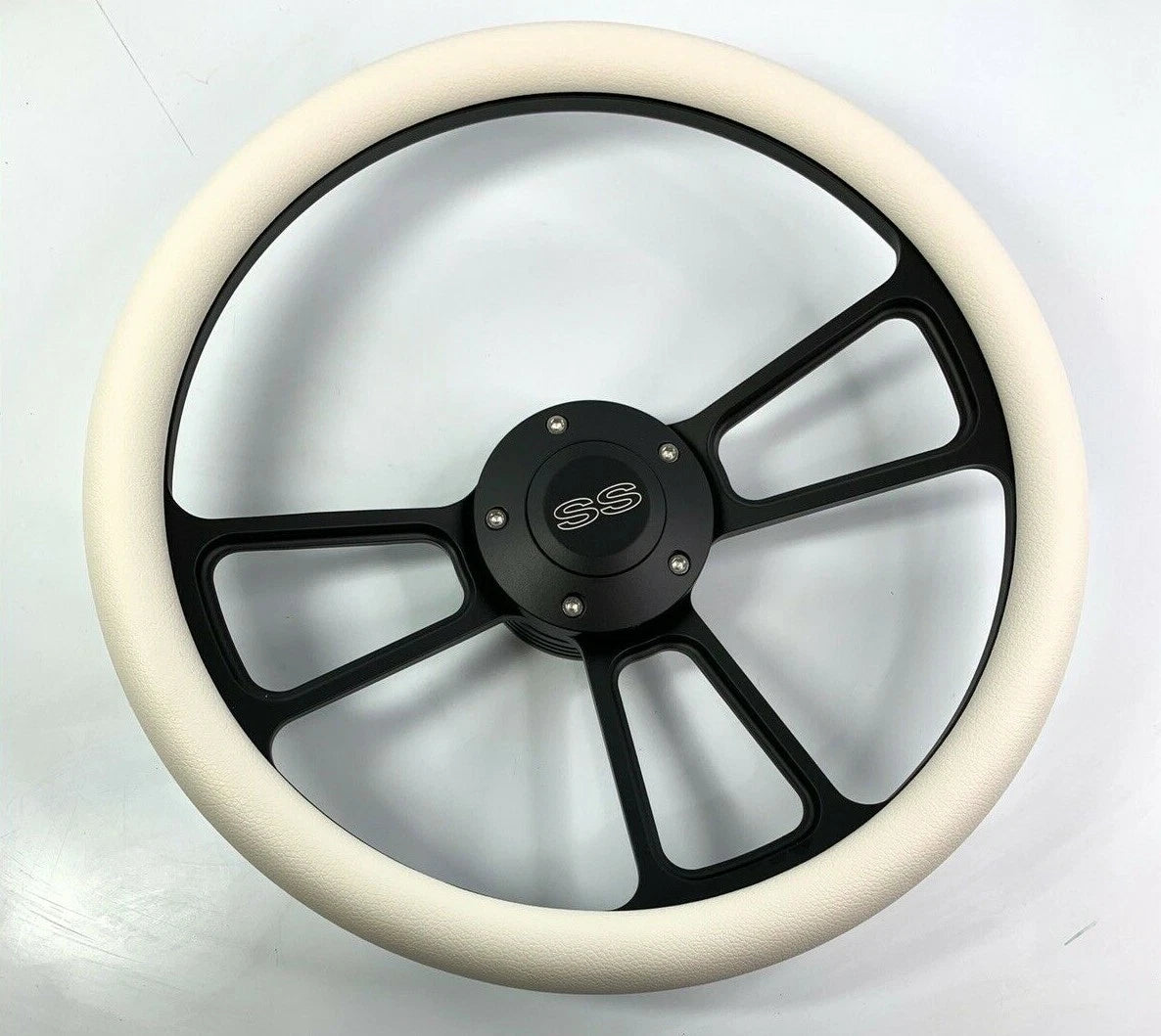 14 Inch Black Steering Wheel White Half Wrap for Toyota Corolla (2010–2019)