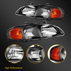 Headlights for Nissan Sentra (2000–2003) Black Housing Assembly Pair