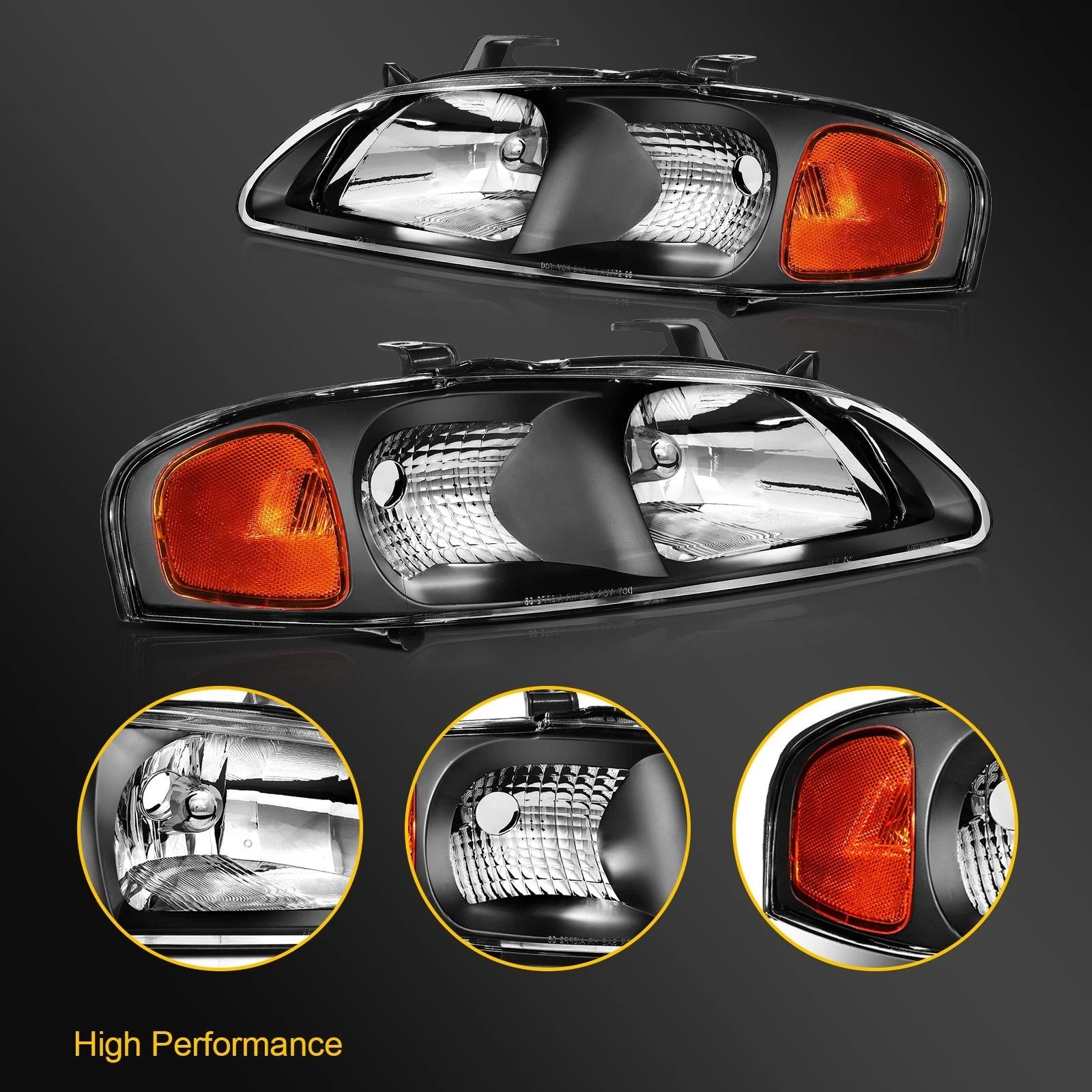 Headlights for Nissan Sentra (2000–2003) Black Housing Assembly Pair
