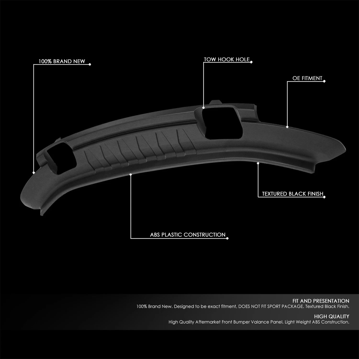 Front Lower Bumper Valance for Ford F150 4WD (2009–2014) w/ Tow Hook Hole