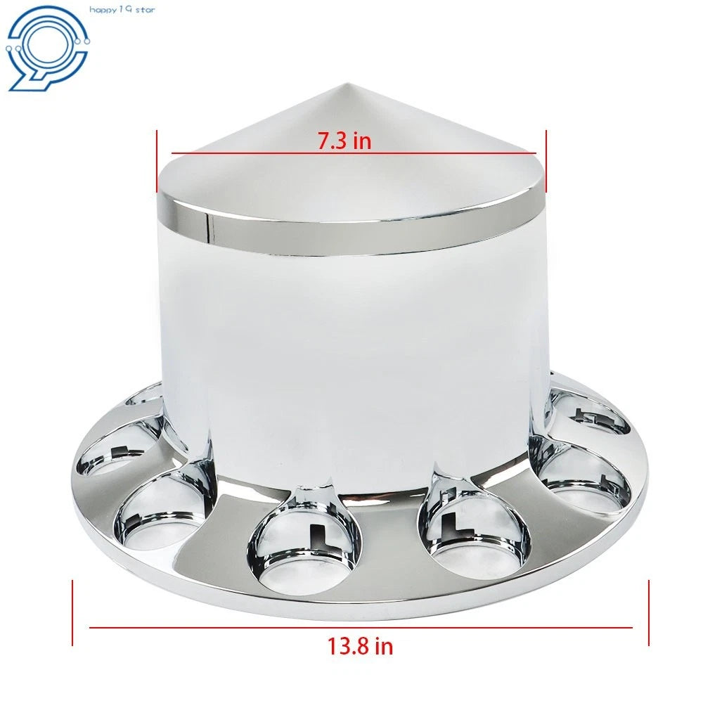 Set of 2 ABS Chrome Axle Cover Kits for Semi Trucks (33mm Thread-on Nut)