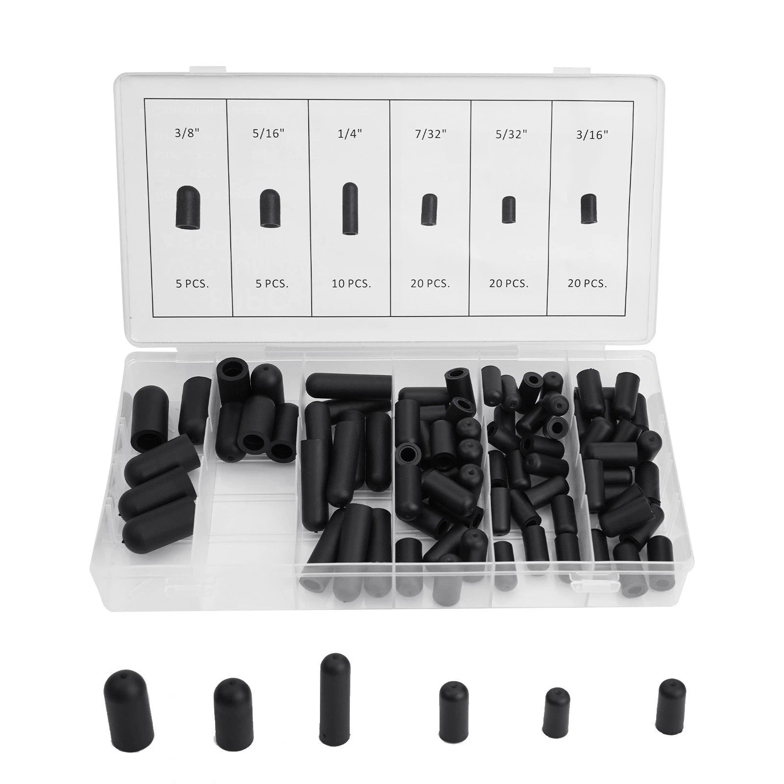 Rubber Vacuum Cap Assortment for Various Makes Models (5/32" - 3/8")