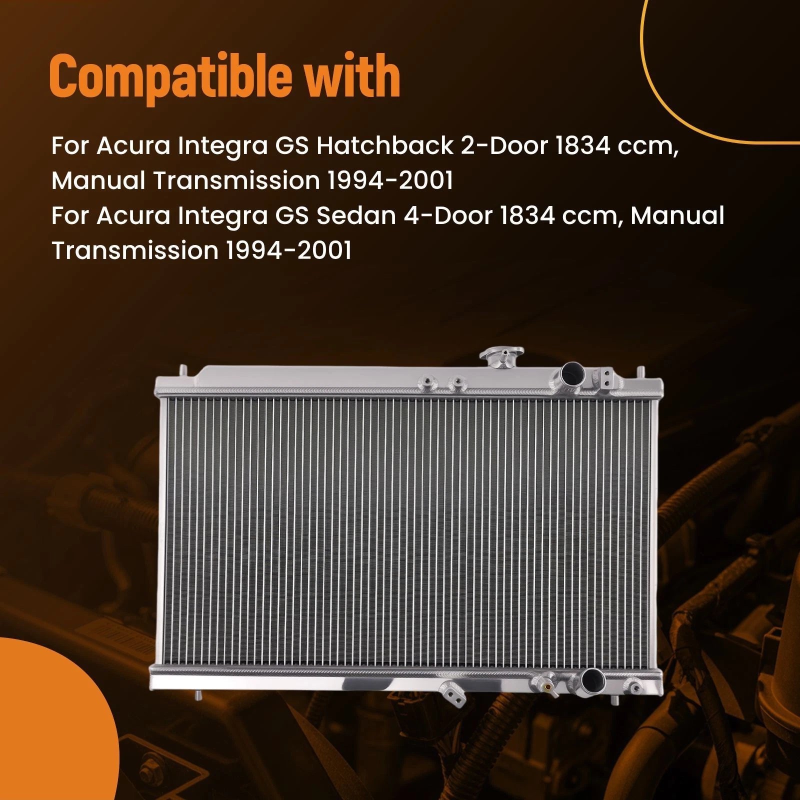 2 Row Coolant Radiator for Acura Integra GS-R Type R (1994–2001) 1568