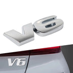 V6 Logo Metal Car Fender Trunk Engine Emblem 3D Universal