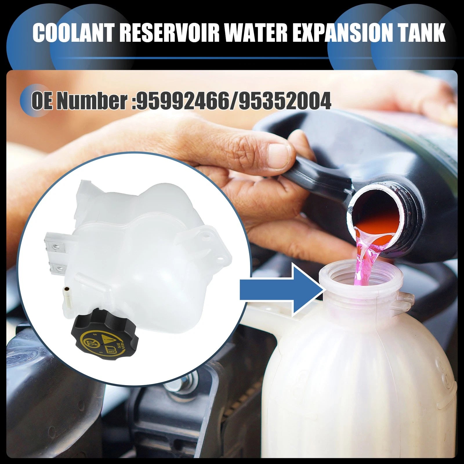 Set of 1 Coolant Expansion Overflow Tank w/ Cap No. 95992466 for Chevrolet Beat (2010–2019)