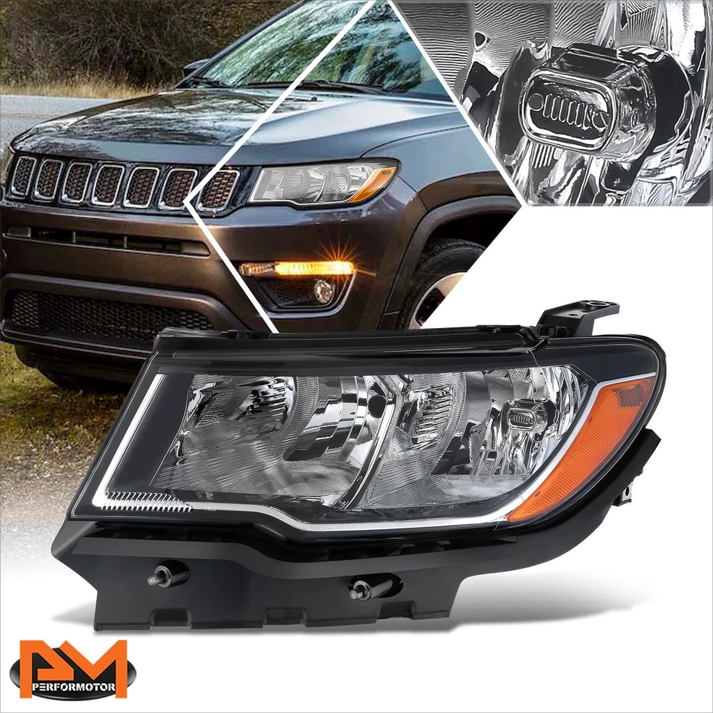 Driver Left Side Black Amber Headlight Lamp for Jeep Compass (2017–2021)