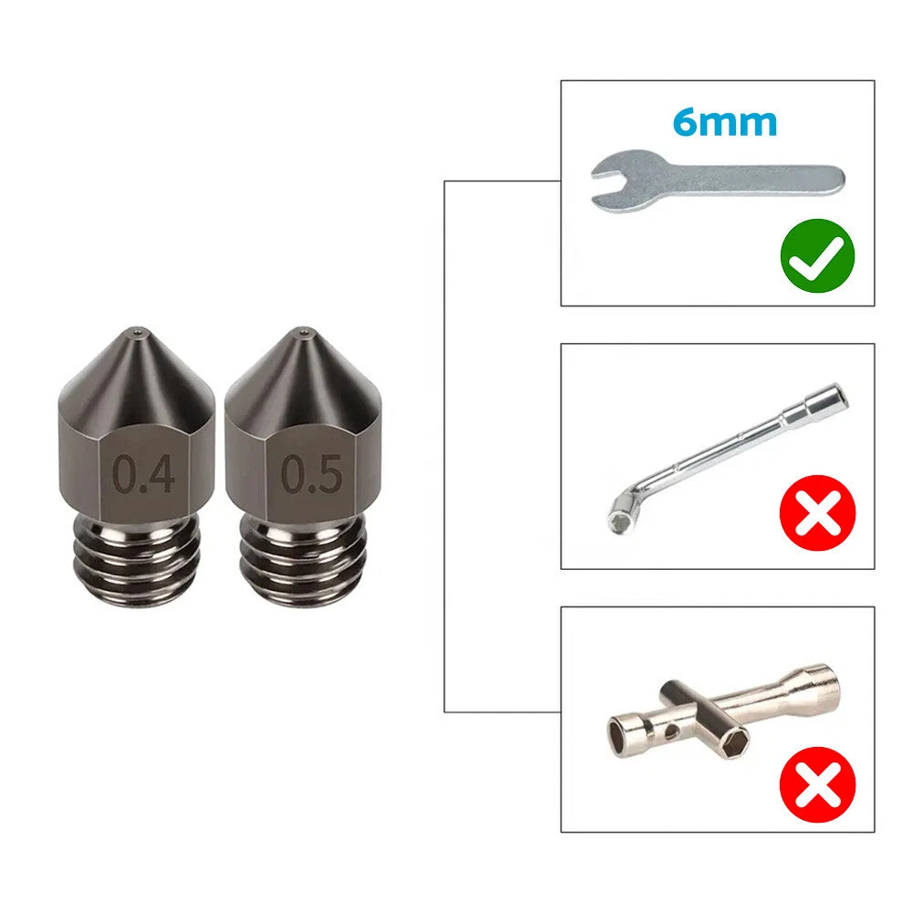 10Pcs Hardened Steel Nozzle for Creality CR-10 Ender 3 Pro 5 Series