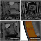 Smoked Lens Amber Corner Headlights for GMC Sierra 1500 2500 3500 HD (2007–2014)