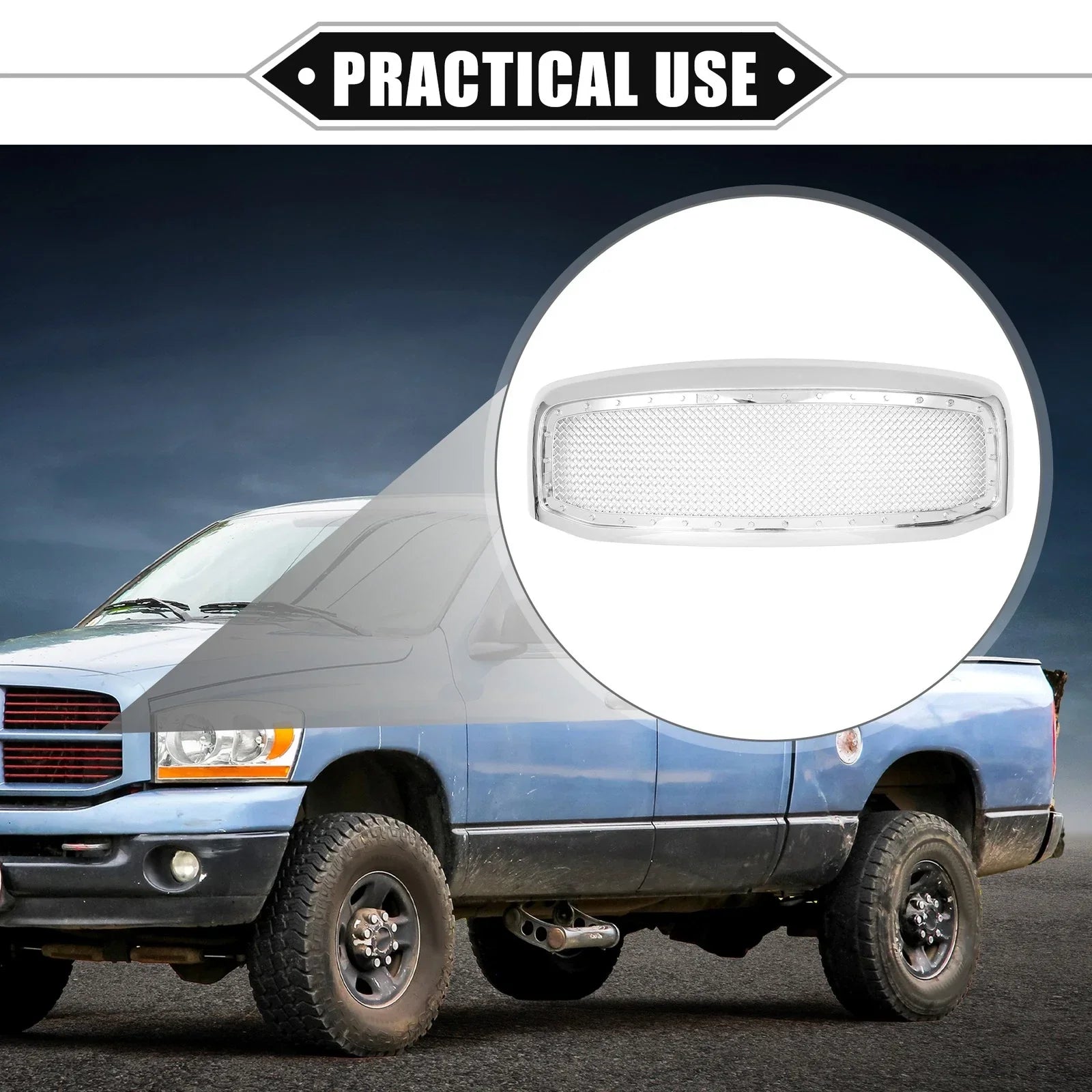 Front Grille Assembly for Dodge Ram 3500 Chrome Silver Tone (2010-2018)