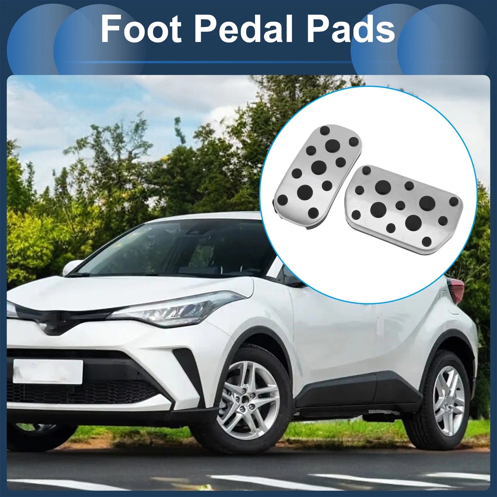 Set of 1 Automatic Footrest Pedals Cover for Toyota CHR (2017–2019) Silver Tone