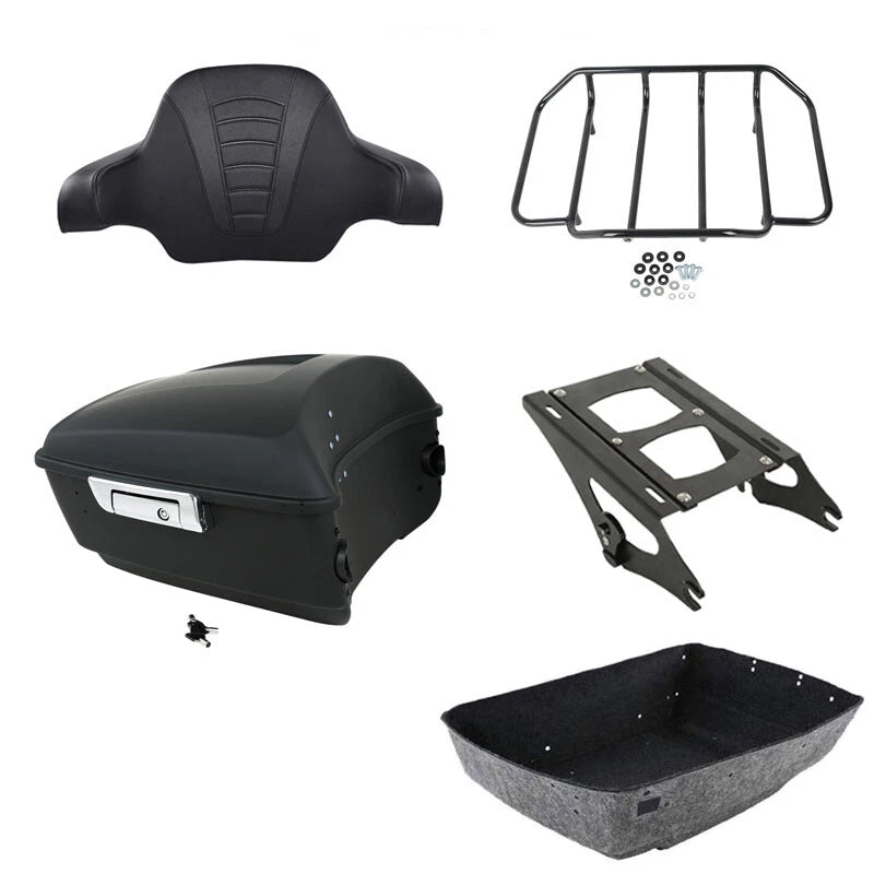 Matte Black Trunk Pad Mount Rack Rail for Harley Touring (2014–2026)