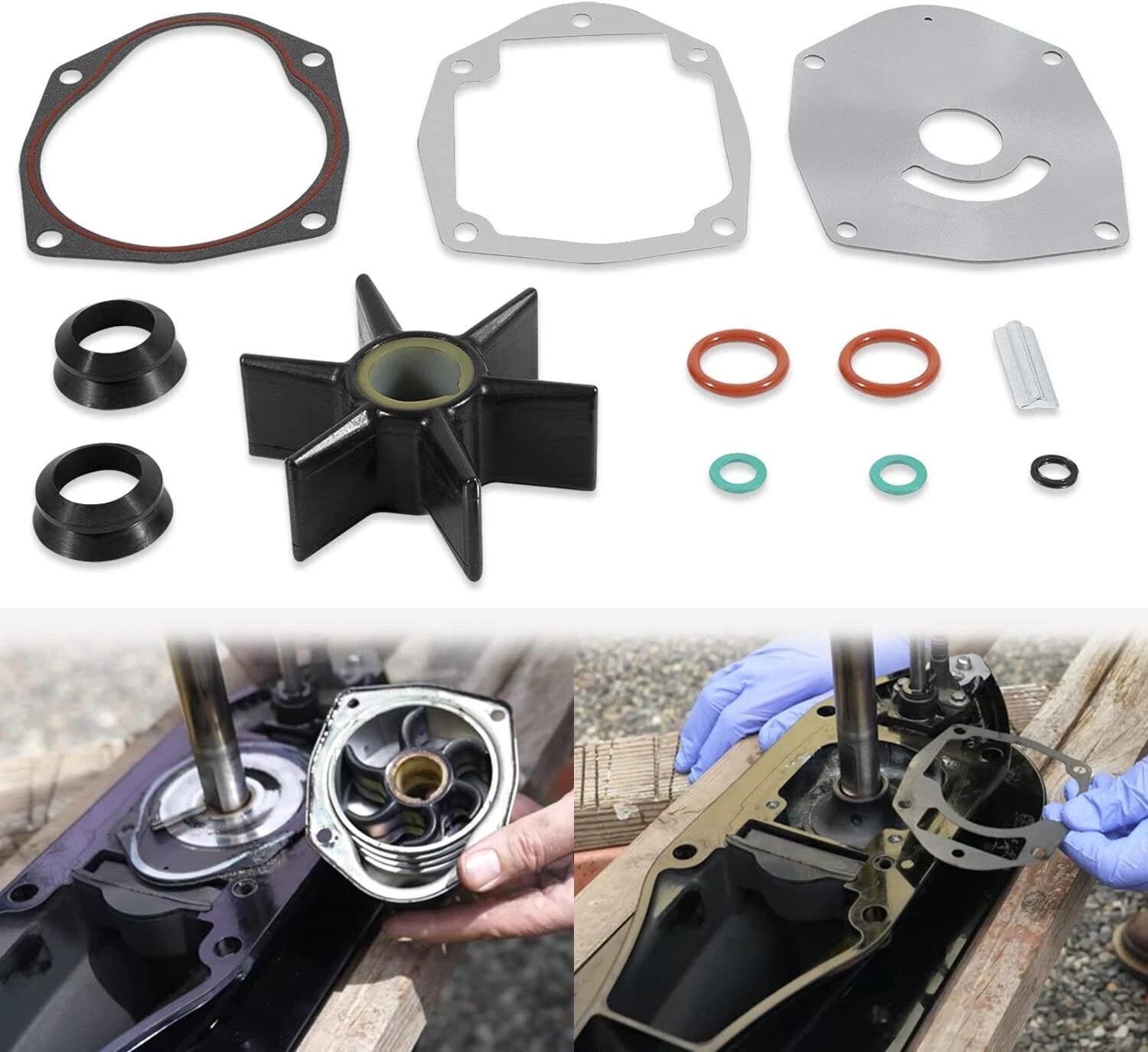 Water Pump Impeller Repair Kit for Mercury (8M0100526, 8M0100527, 35-250HP)