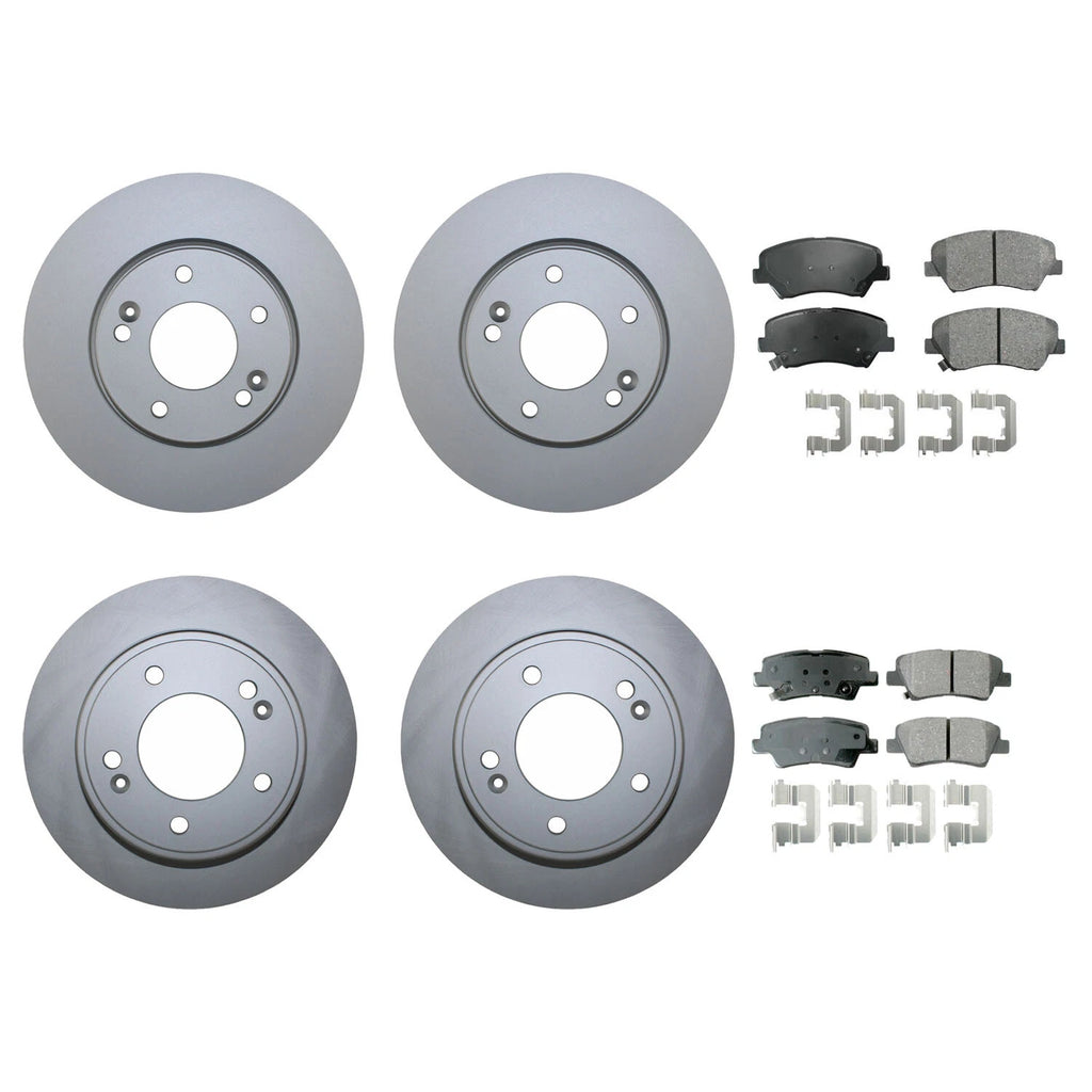 Front & Rear Brake Kit Disc Rotors & Akebono Pads for Hyundai Kia (FWD)