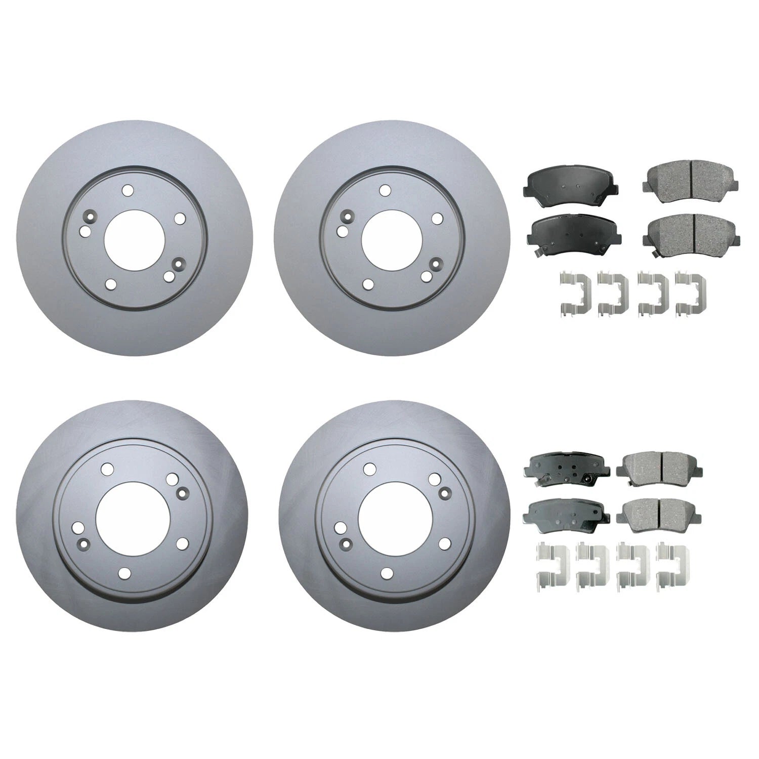 Front & Rear Brake Kit Disc Rotors & Akebono Pads for Hyundai Kia (FWD)