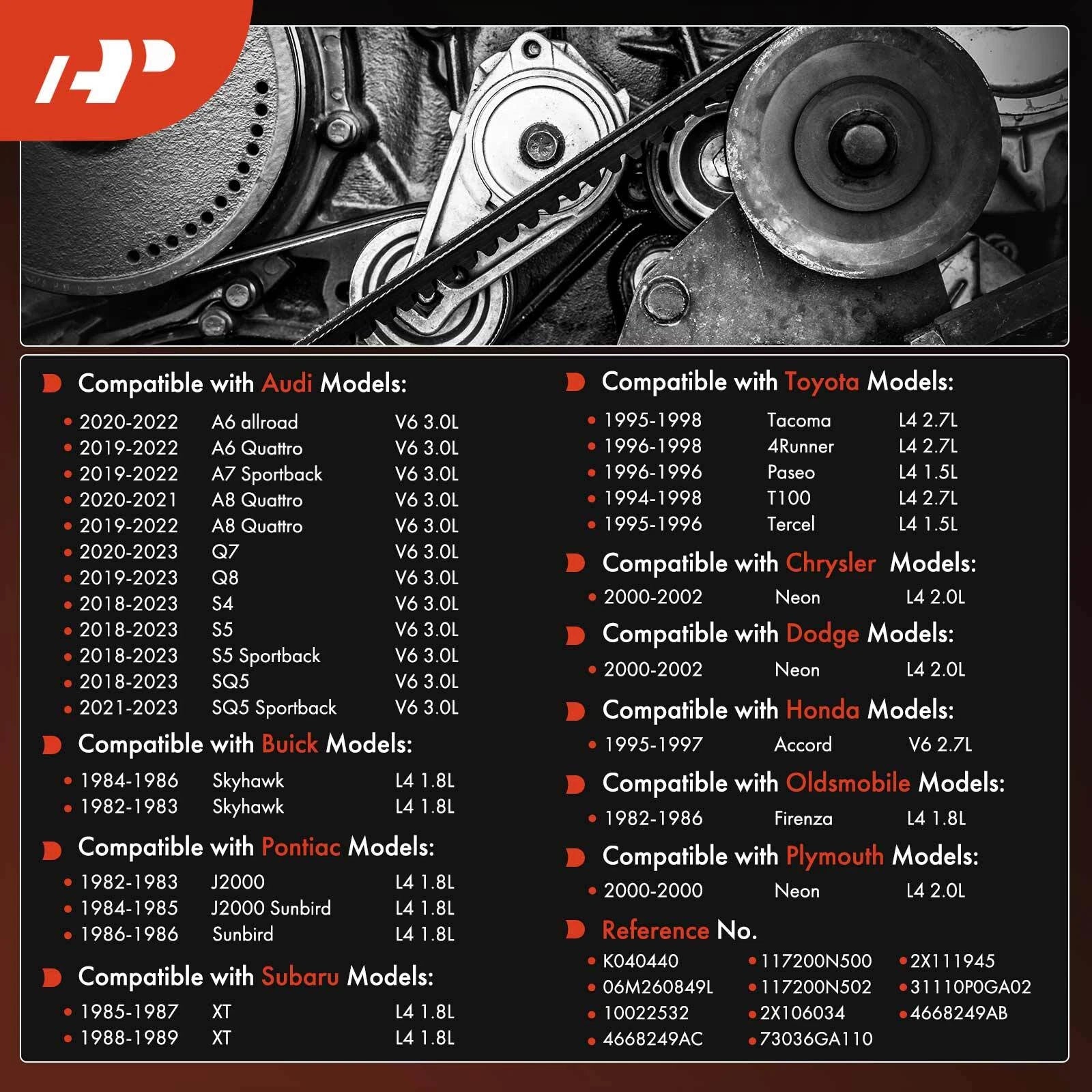 Serpentine Belt for Honda Accord, Toyota, Audi, Buick, Chrysler