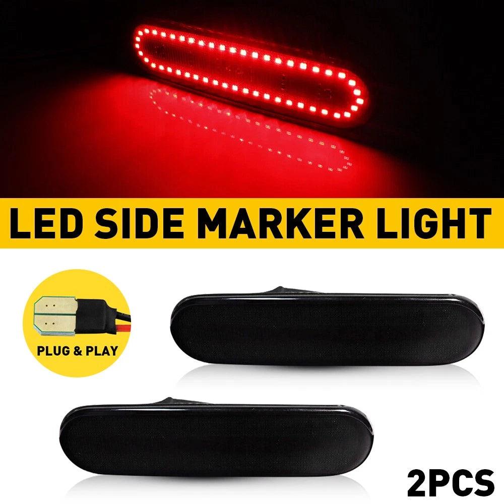 2X Smoke Red LED Rear Bumper Side Marker Lights for Honda Civic Si EP3 (2002–2005)