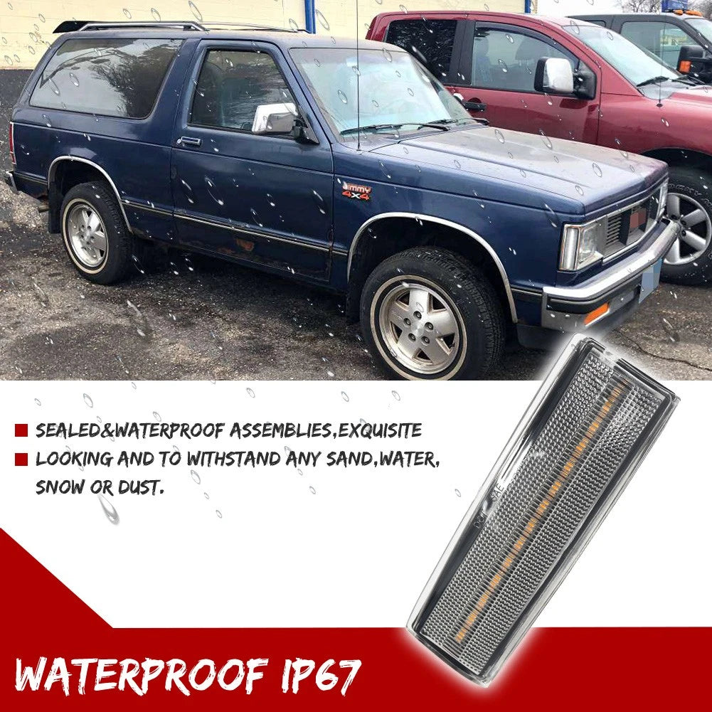2X Clear White LED Side Marker Lights for Chevrolet S10 GMC S15 Jimmy