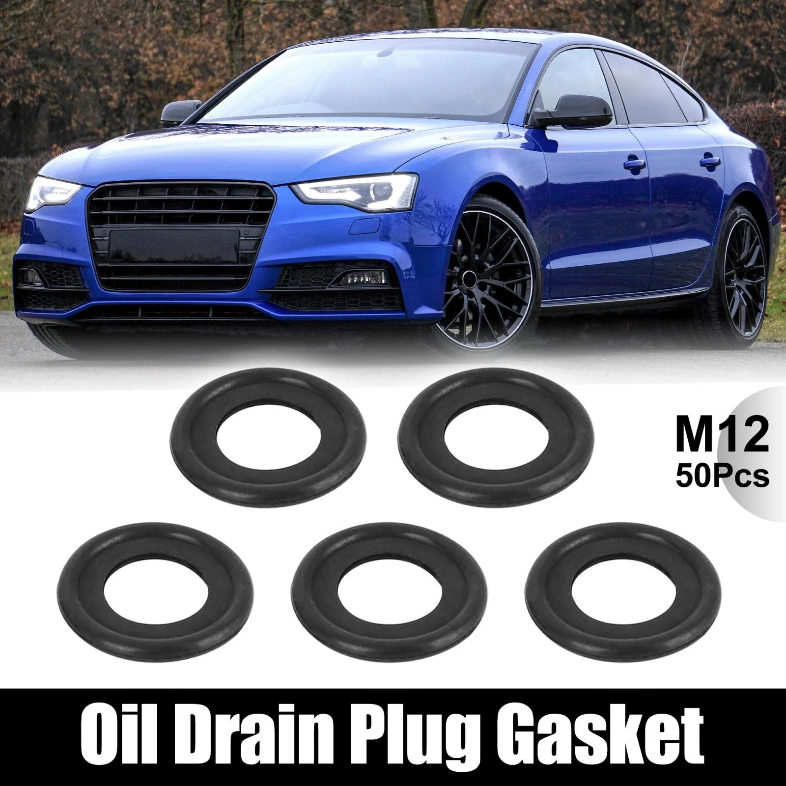 50pcs M12 Rubber Oil Drain Plug Gasket Washer Seal for Buick 