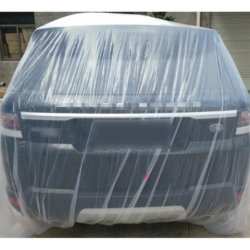 50-Pack Clear Plastic Disposable Car Cover for Universal Fit