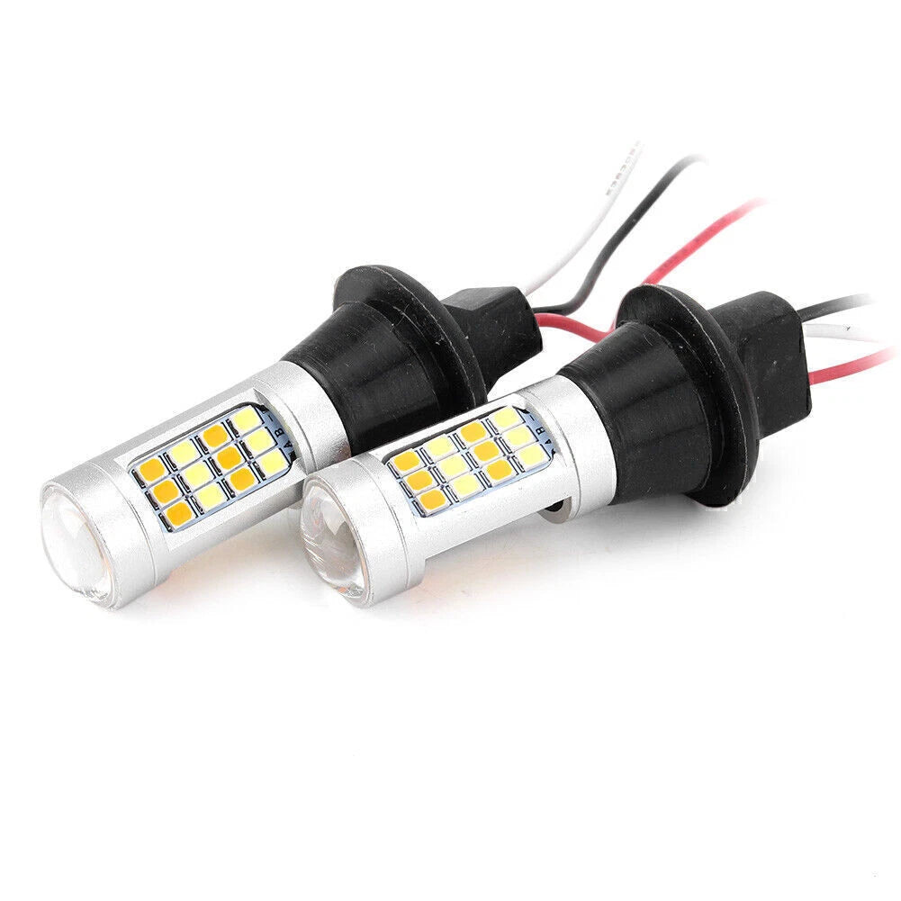 2X T20 7440 42-SMD 2835 50W Dual Color Switchback LED for Vehicles